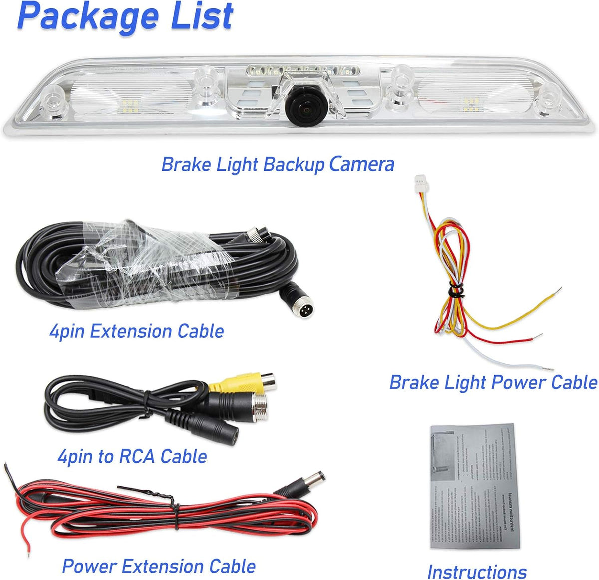 LED 3rd Brake Light Cargo Backup Camera Rear View Reverse Hitch Camera O382