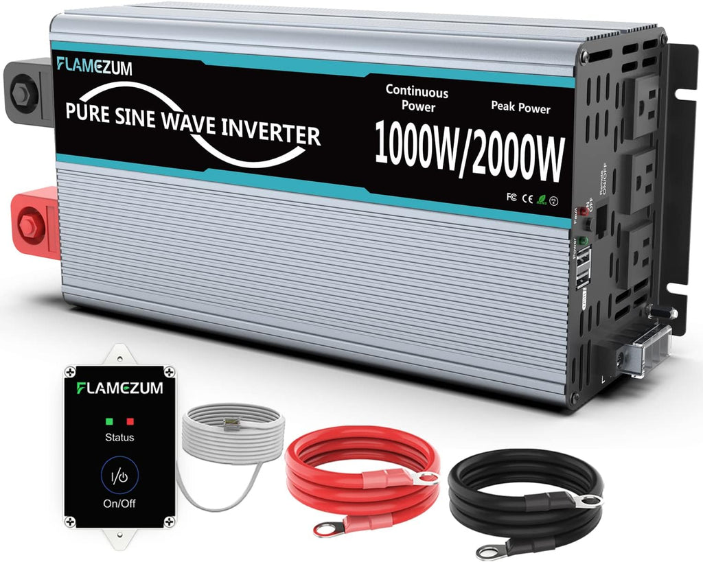Power Inverter Pure Sine Wave 1200 Watt 12V DC to 110V AC Converter with 2 USB Port L636355