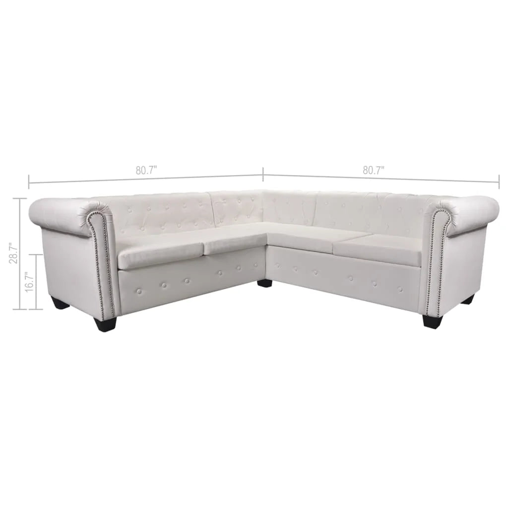 White Faux Leather 5-Seater Corner Sofa K3295