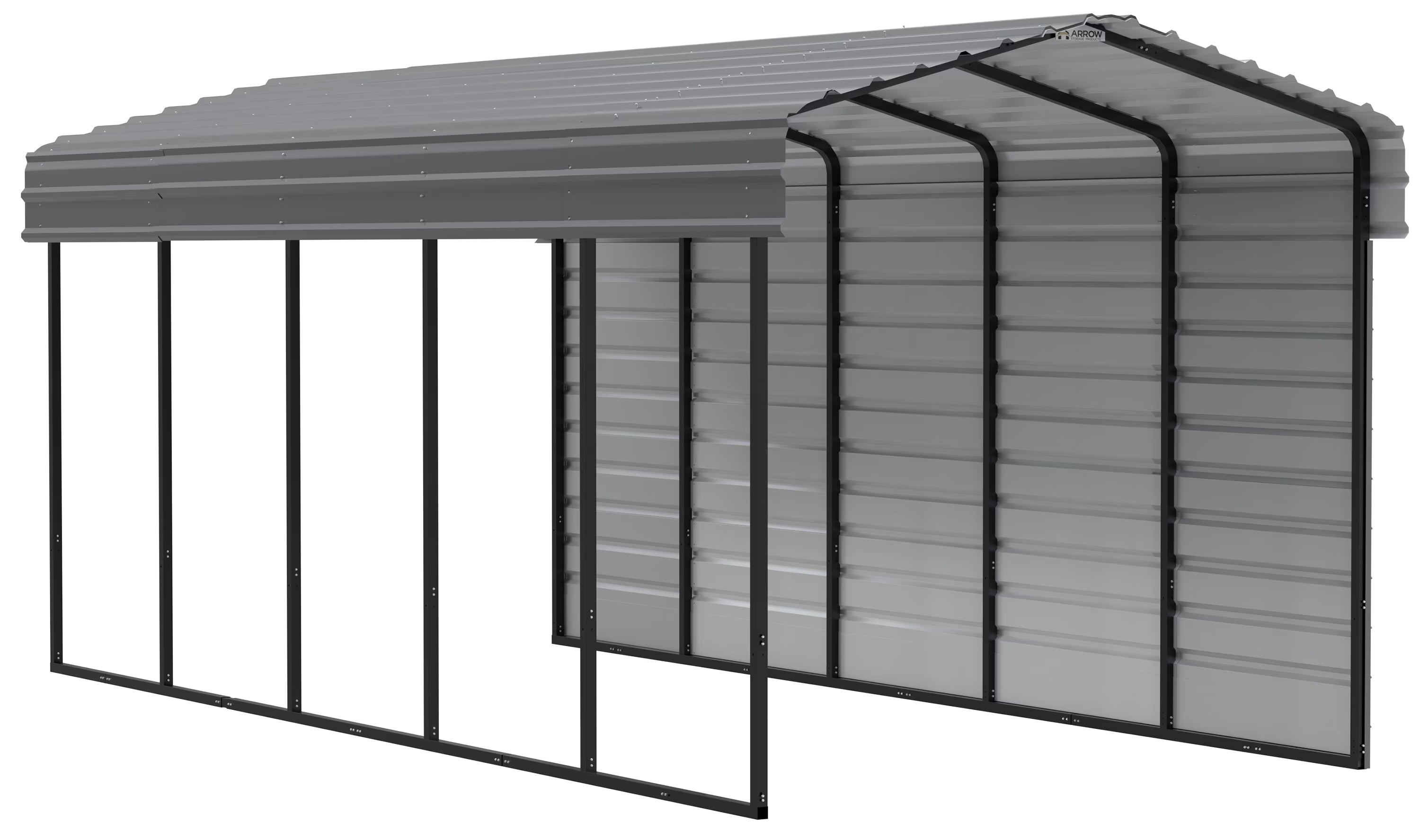 Galvanized Steel Carport Kit, 10' x 24' x 9', Charcoal U79728