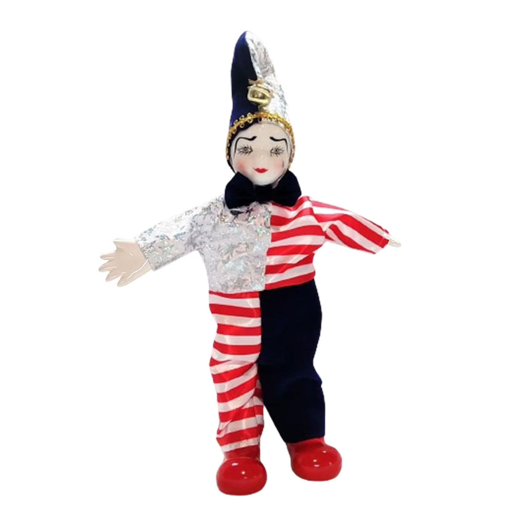 Clown Doll Harlequin Doll Antique Doll Collections Toy, 9.84'' Movable Joint Jester Doll O598322