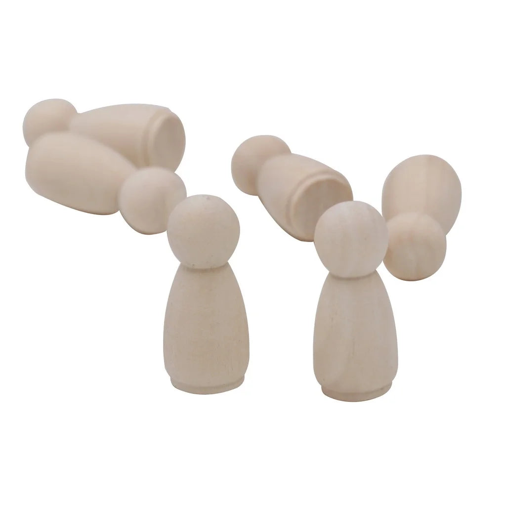 20Pcs Natural Unfinished Wooden Peg Doll Bodies Woman 55mm U286