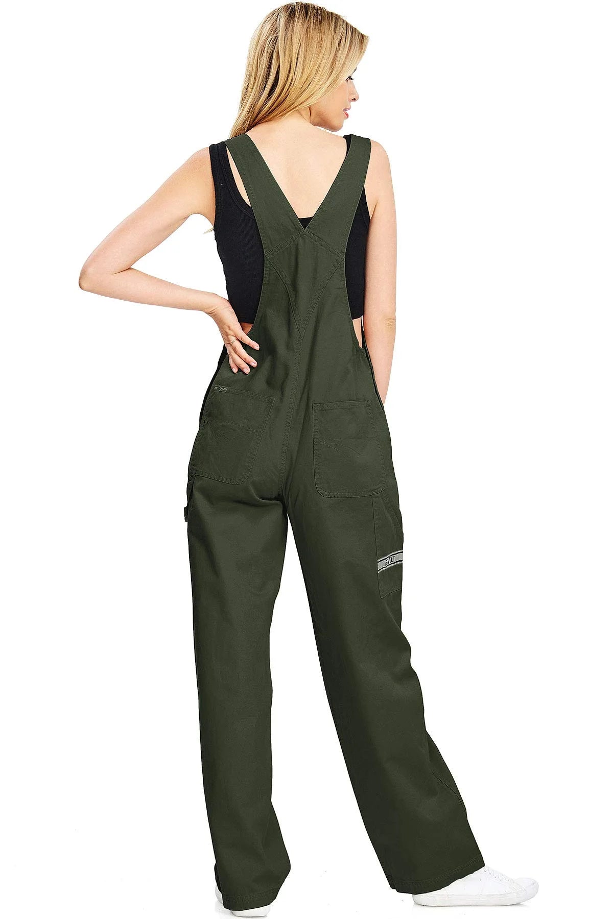 Baggy Straight Leg Twill Overalls P9914