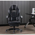 Black/Gray Faux Leather Swiveling PC Game Chair with Footrest B4486