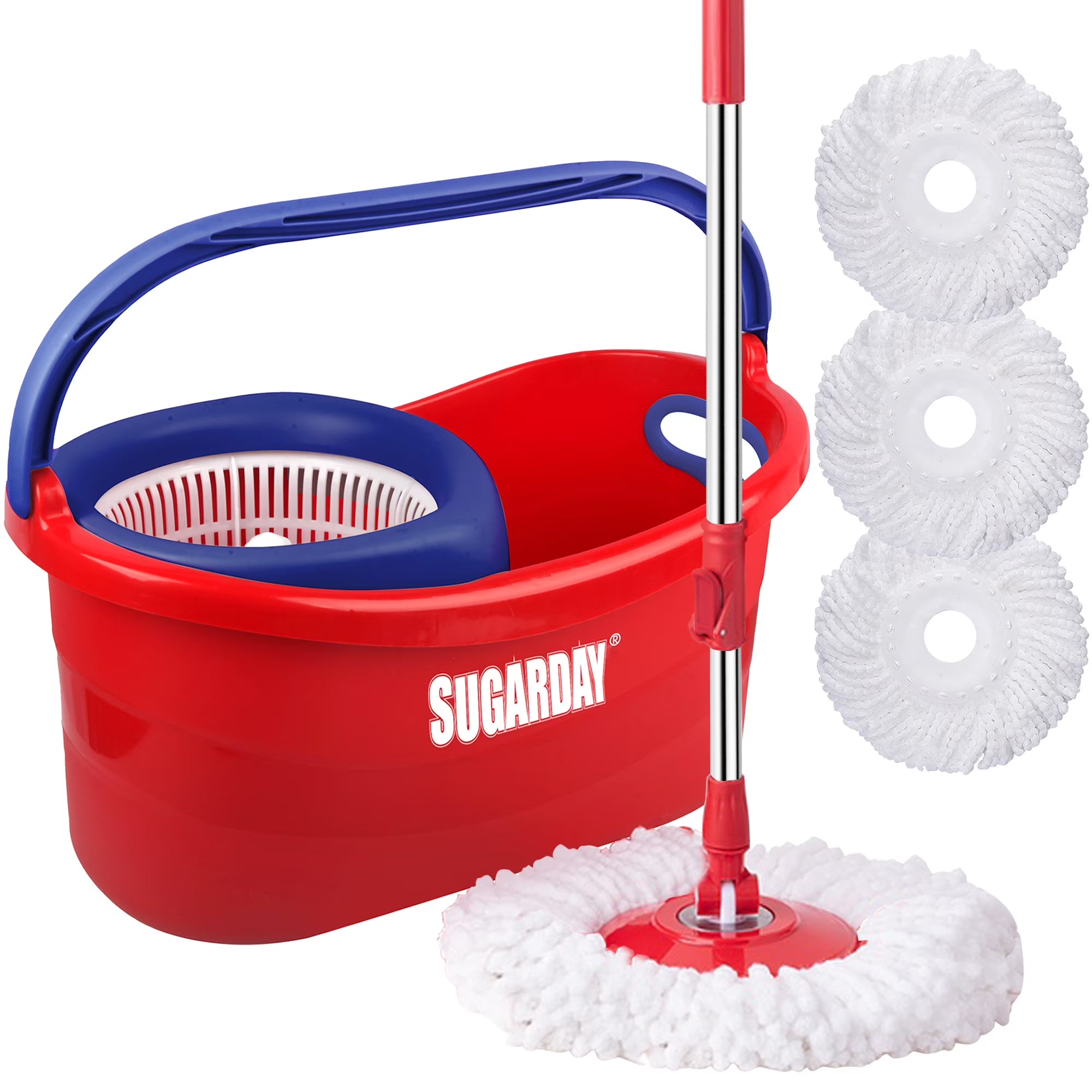 Red Spin Mop and Bucket System with Wringer Set T360520