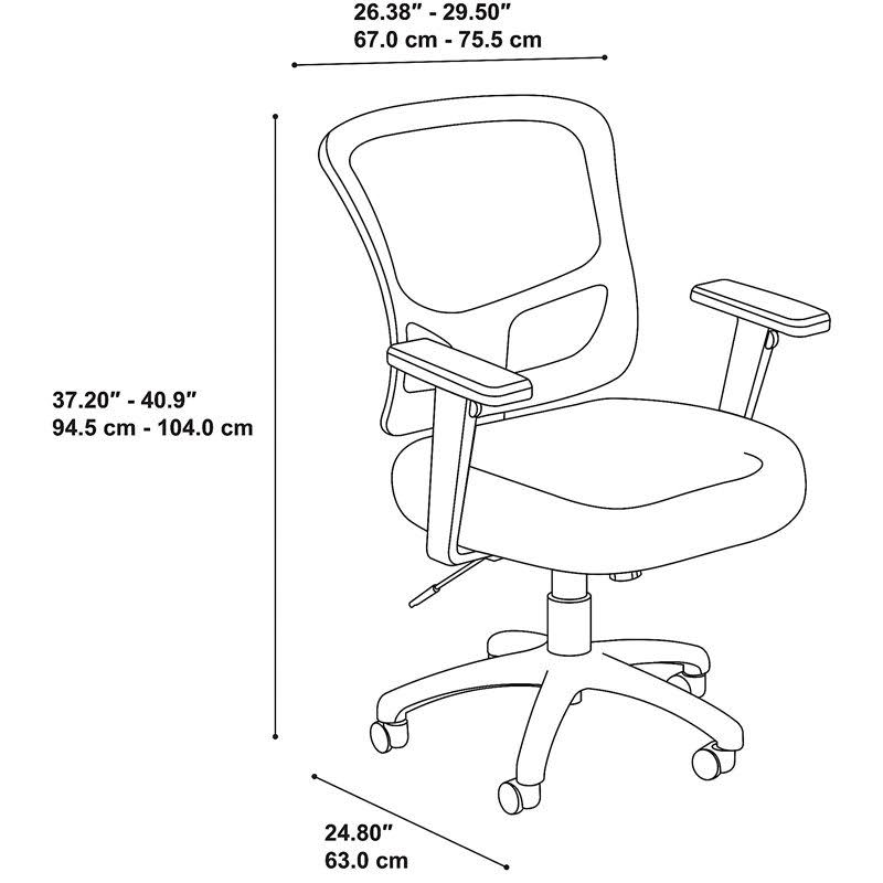 Office Desk with Mobile File Cabinet and Mid Back Executive Chair in Mocha Cher P9025