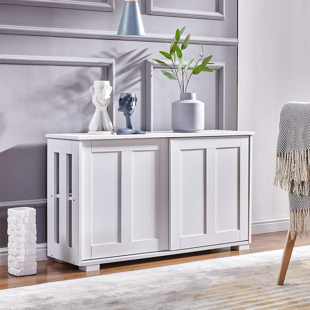 Warm White Kitchen Storage Sideboard with Sliding Door P38489