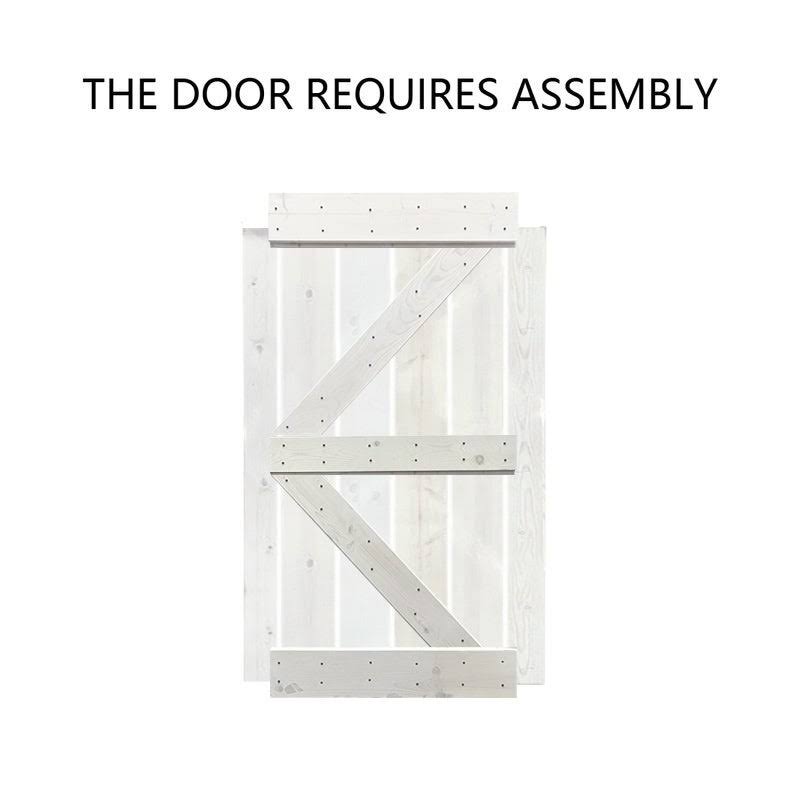 Solid Ocean Blue Stained Pine Wood Interior Sliding Barn Door with Hardware Kit J6871