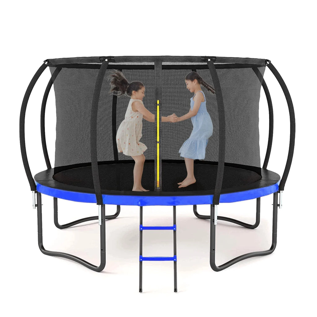 12 FT Outdoor Children's Trampoline with Safety Fence Net, Ladder, PVC Spring Cover Pad B13322