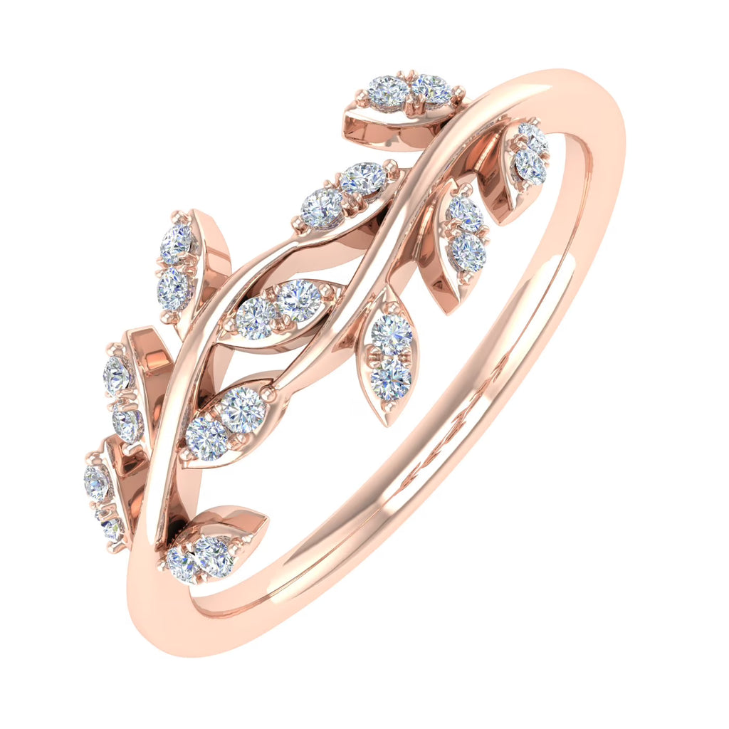 10K Rose Gold Diamond Nature Wedding Band O23393