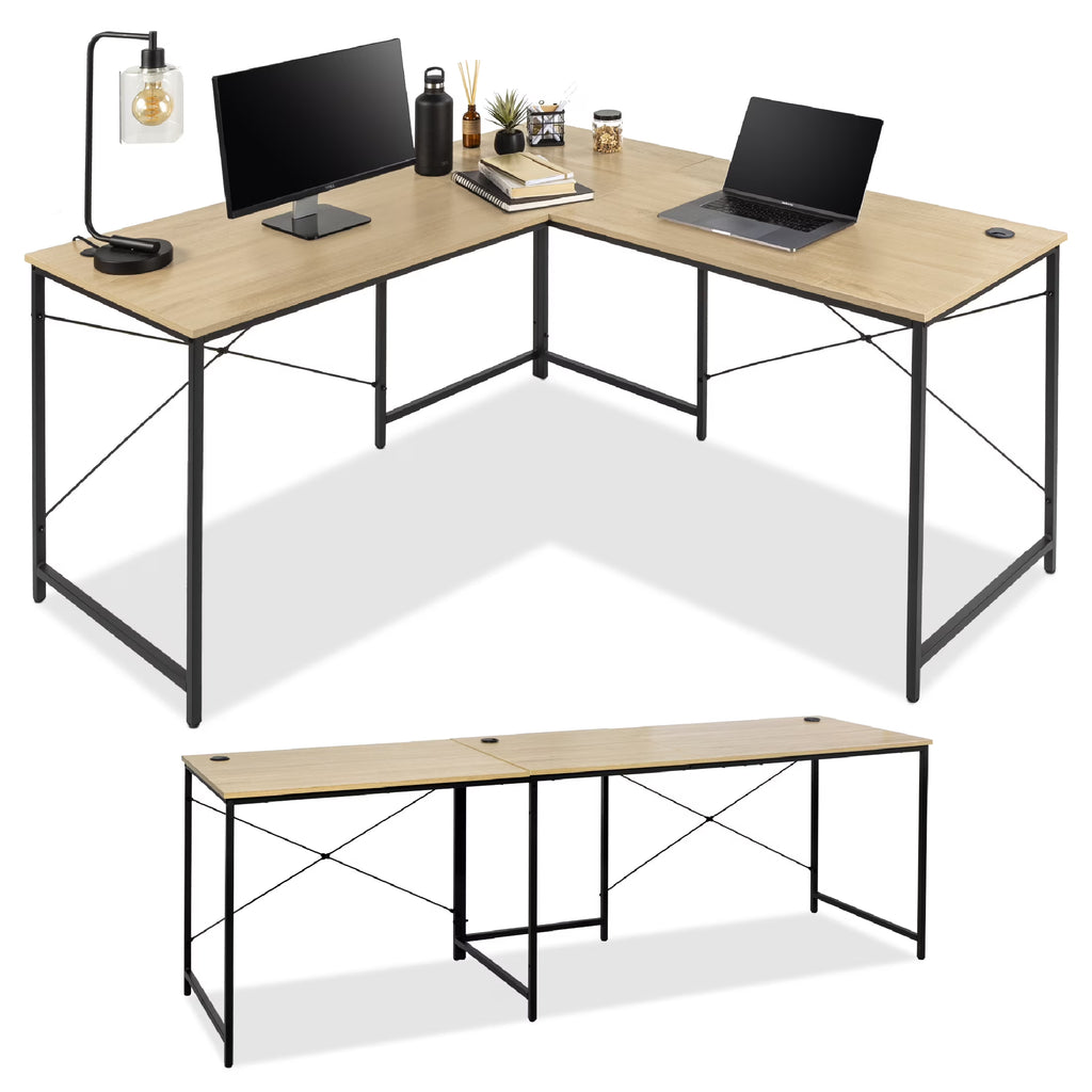 Oak/Black Modular L-Shaped Desk T75034