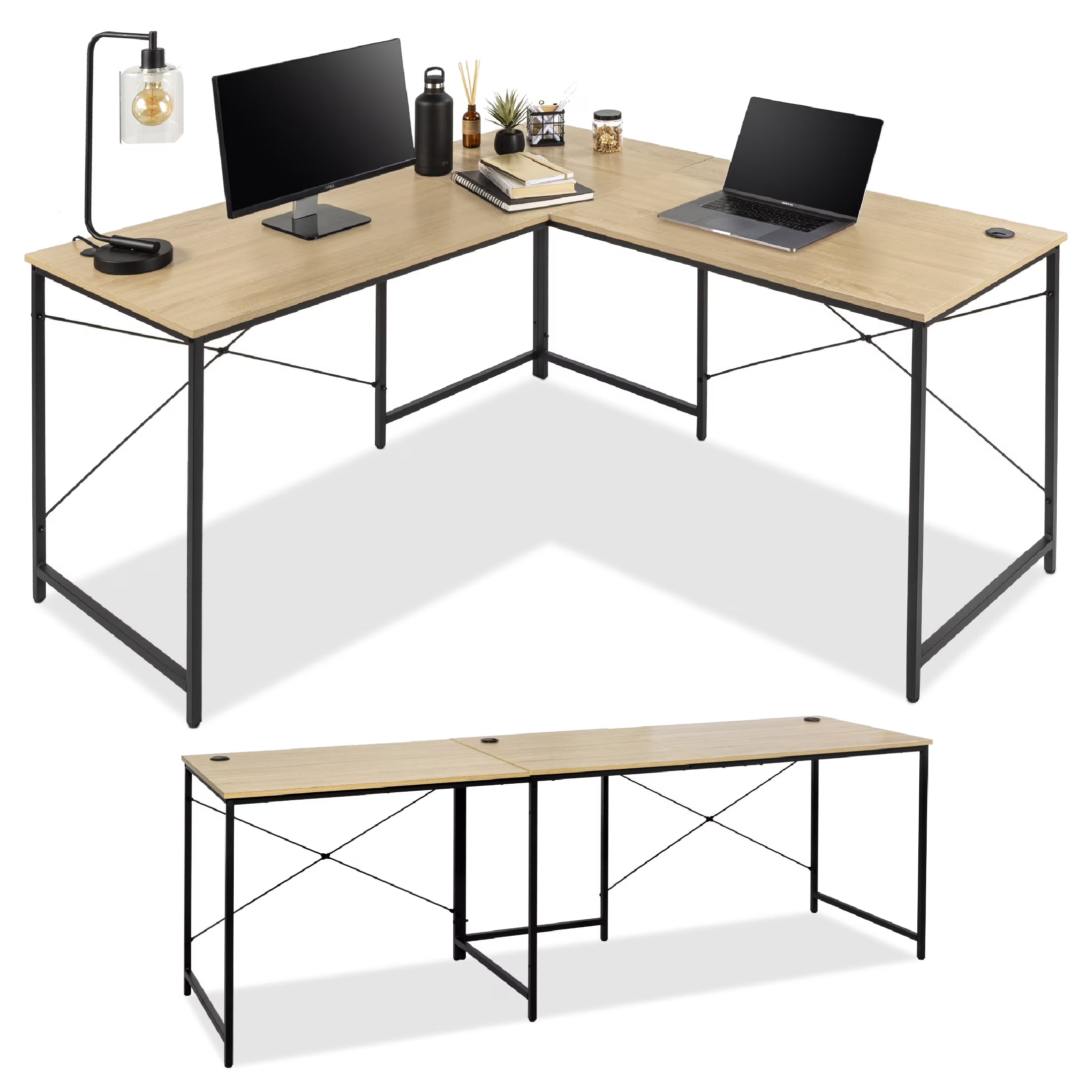 Oak/Black Modular L-Shaped Desk T75034