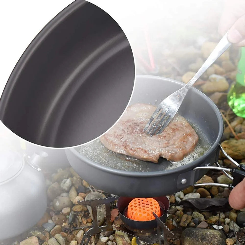 Portable Camping Cookware Set with Alumina Pot and Frying Pan Z320745
