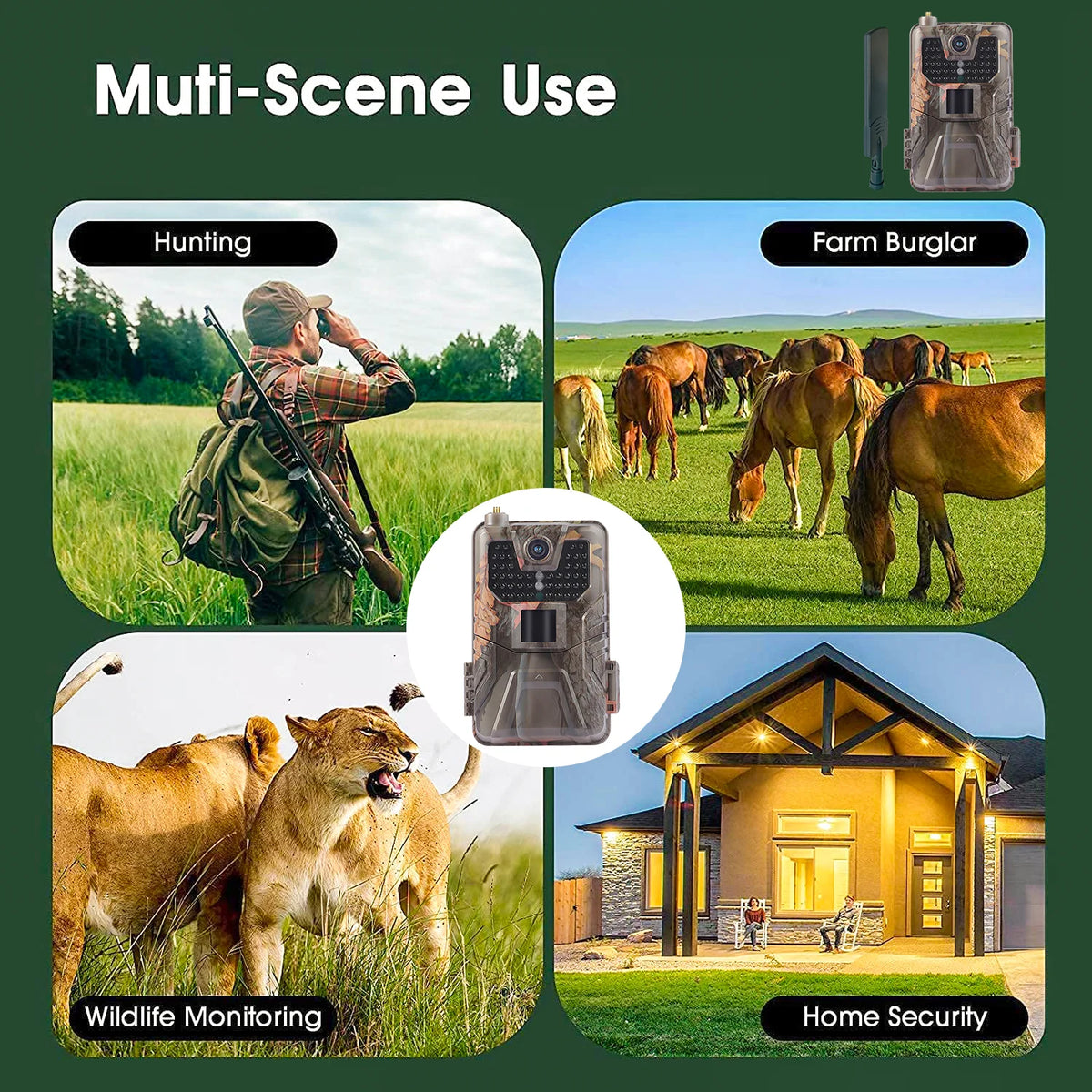 4G/LTE Cellular Trail Camera 36MP 4K with Infrared Night Vision, AA Batteries Powered G918232