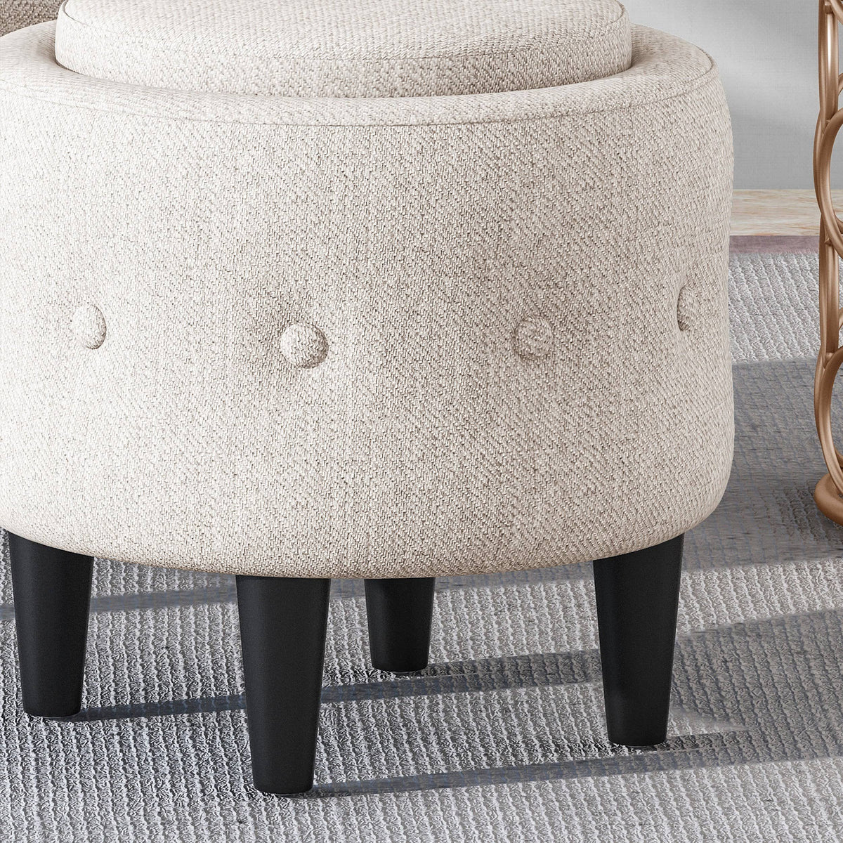 Petite Tufted Fabric Chair and Ottoman Set, Light Blue and Dark Brown J681421