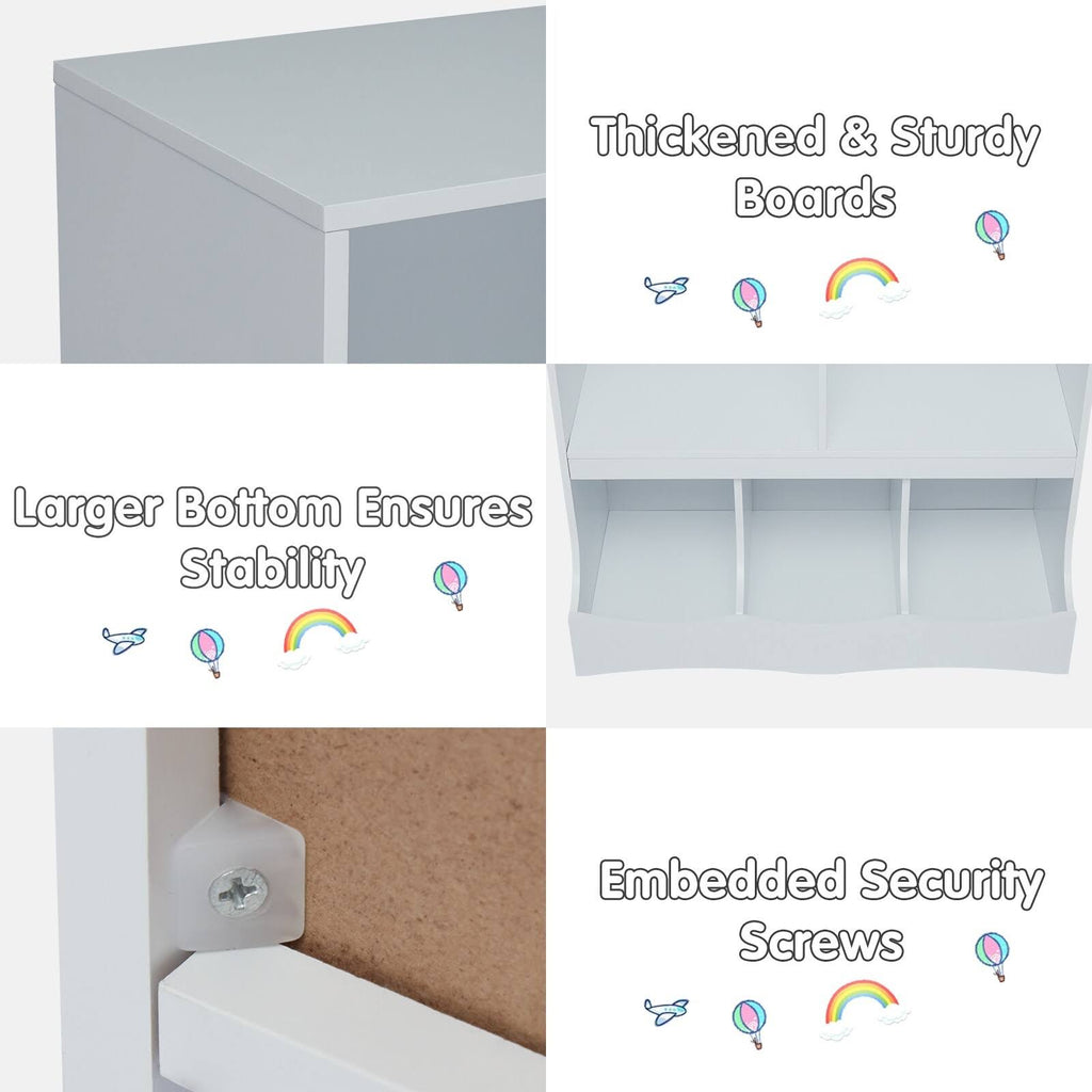 Kids Multi-Bin Storage Organizer Cabinet Bookcase with 2 Shelf and 3 Bin Cubby Unit N3334