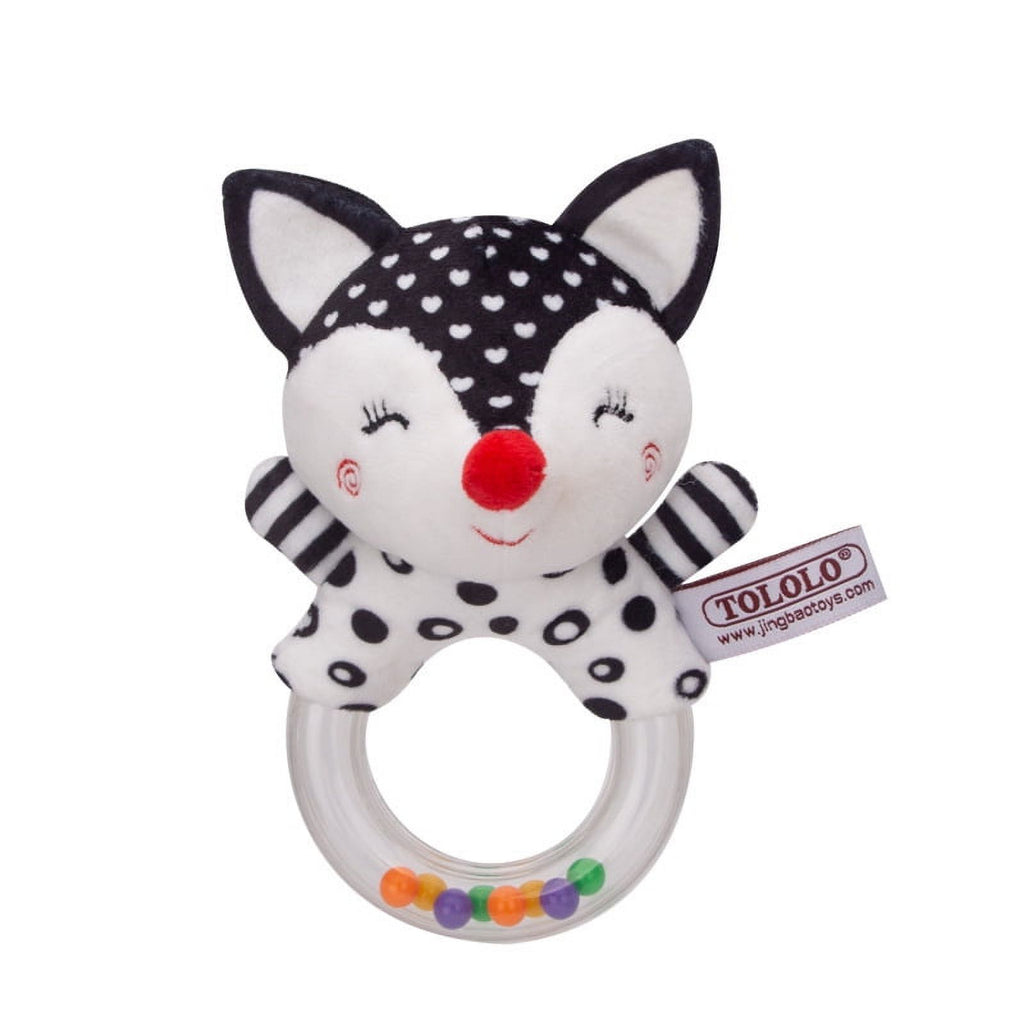 Black and White Plush Baby Rattle Set of 2 J997