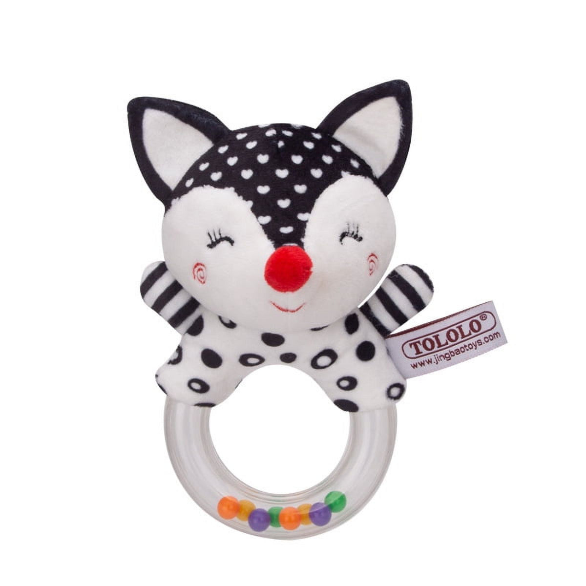 Black and White Plush Baby Rattle Set of 2 J997