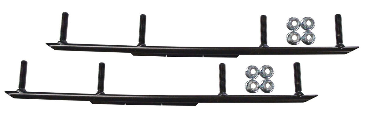 Black MTX Snowmobile Skis with 10" Round Bars Complete Kit T407
