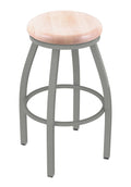 Swivel Counter Stool with Anodized Nickel Finish and Natural Maple Seat P34079