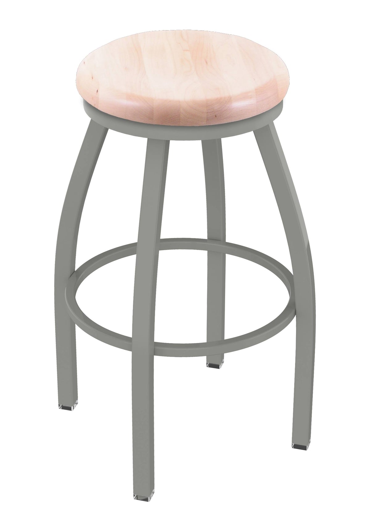 Swivel Counter Stool with Anodized Nickel Finish and Natural Maple Seat P34079