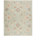 Floral Wool Area Rug, Light Green, 7' x 7' Square J327274