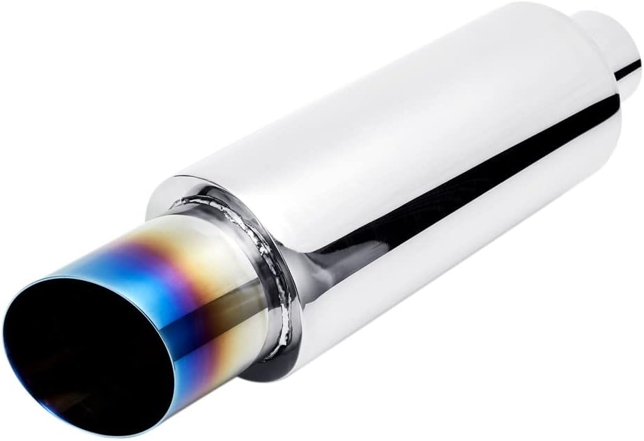 2.25'' Inlet 3'' Outlet Exhaust Burnt Muffler Tip Stainless Steel 14.7'' Length Pack of 2 H7054