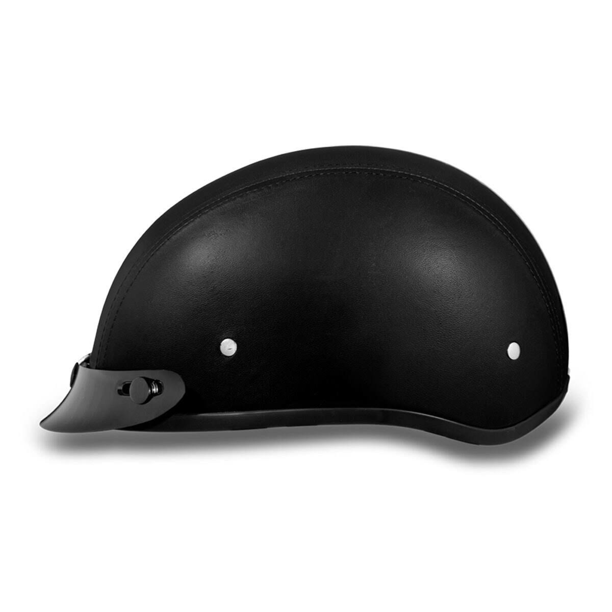 Skull Cap Helmet with Visor Leather Covered V40562