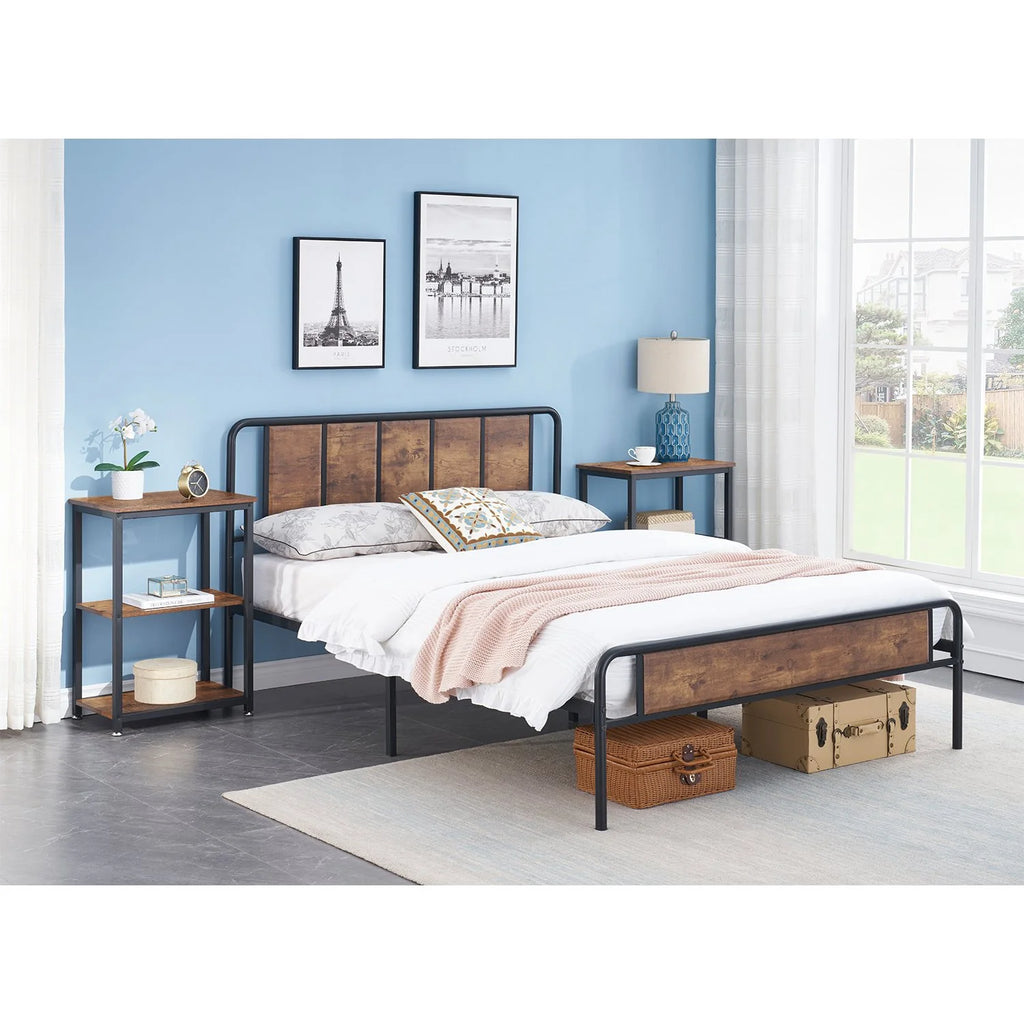 Brown 3-Tier Open Shelves Nightstand, Set of 2 F851793