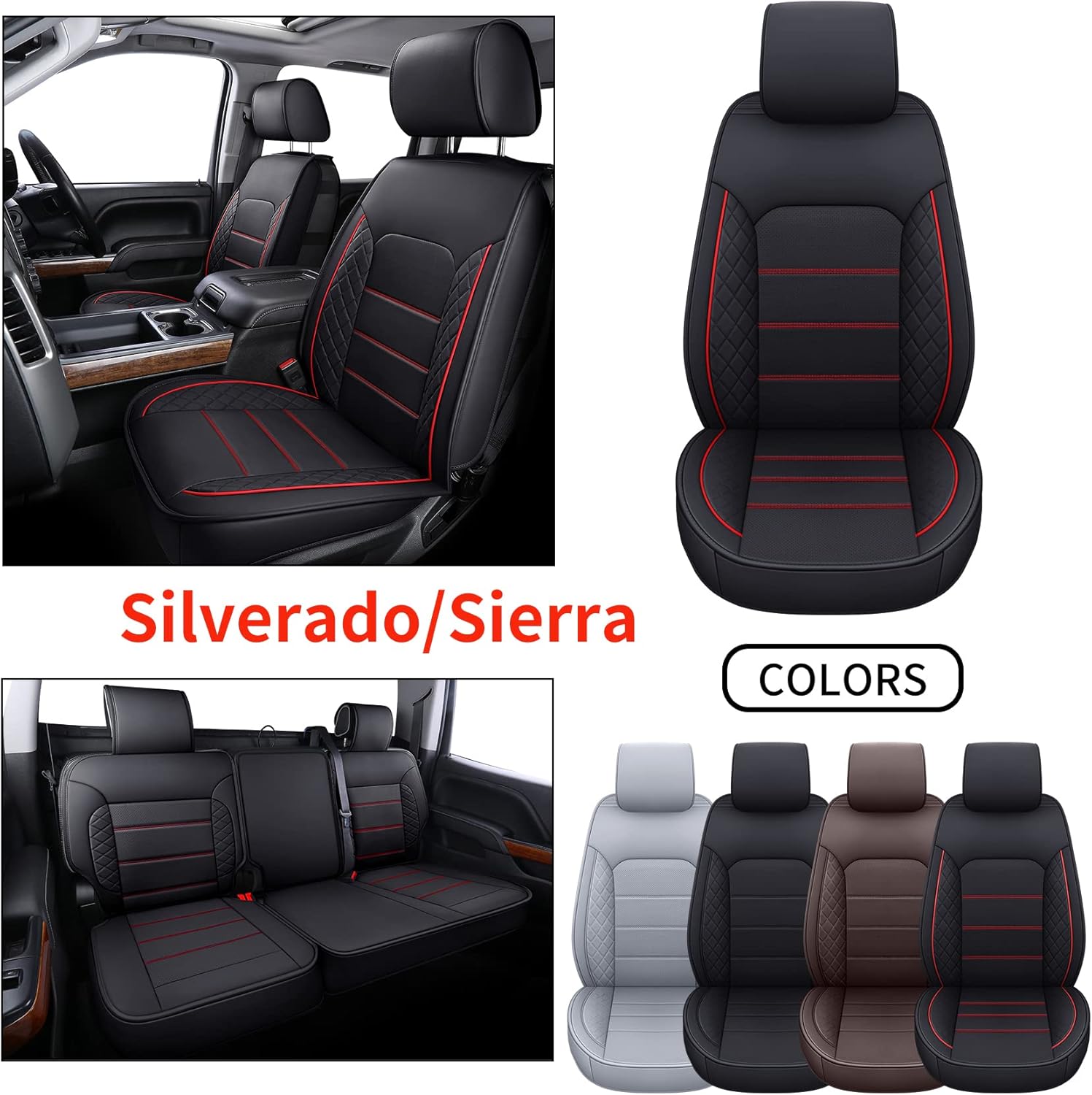Black Faux Leather Seat Covers Full Set R3414