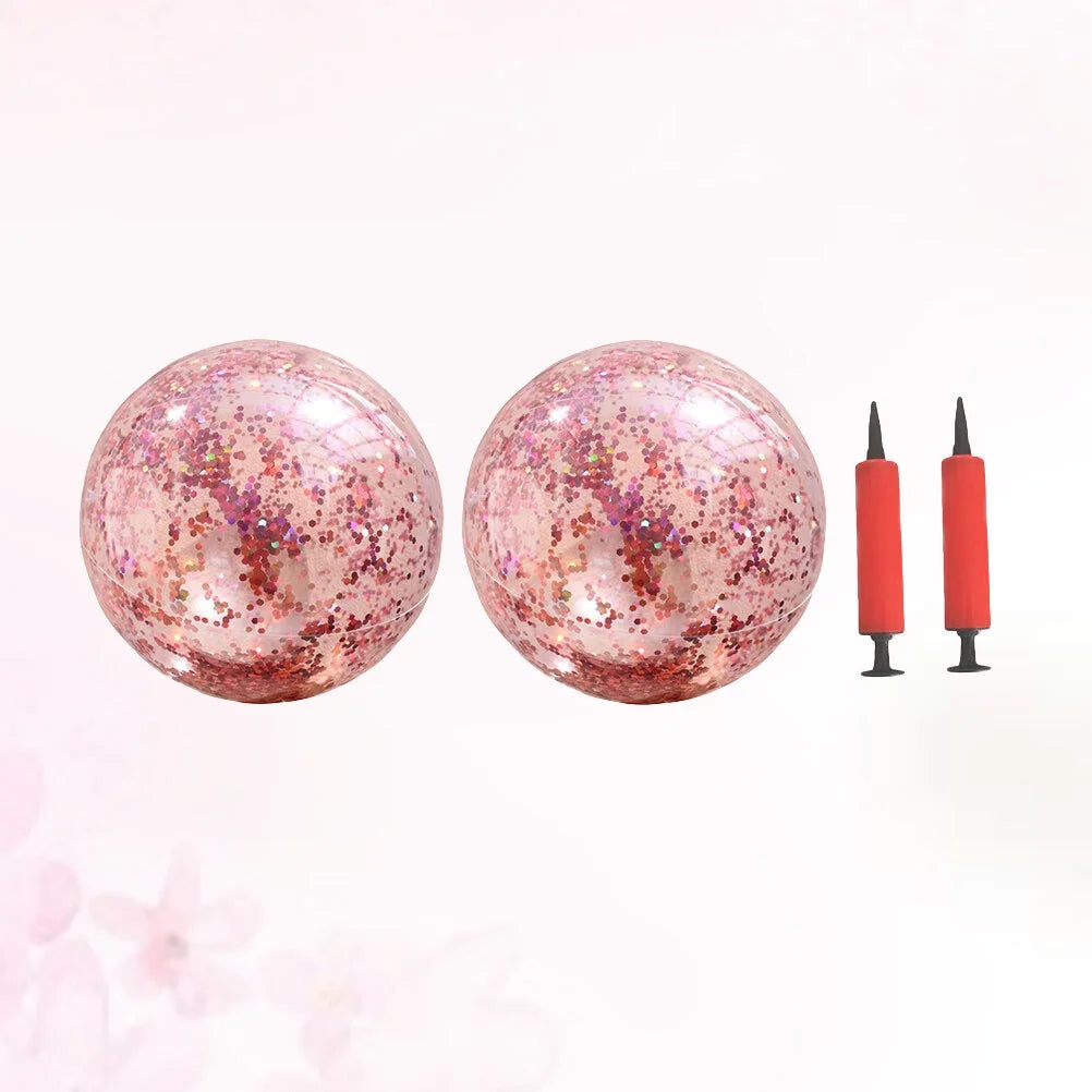 Rose Golden 4 Pcs Glitter Beach Ball Set with Pump P830