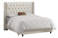 Queen Cream Velvet Upholstered Wingback Bed Z810712