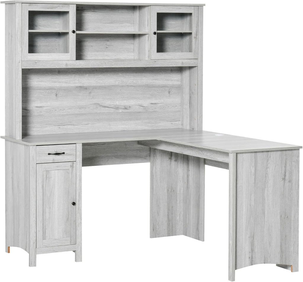 L-Shaped Desk with Hutch and Drawers Y204