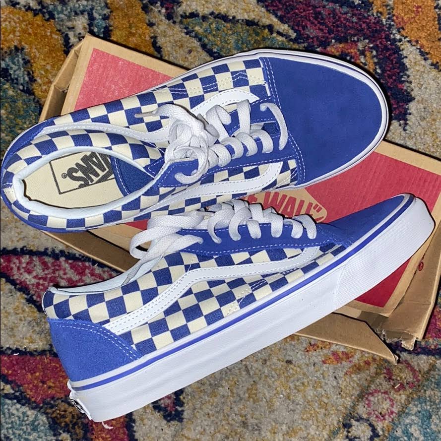 Blue Checkerboard Vans Shoes C196514