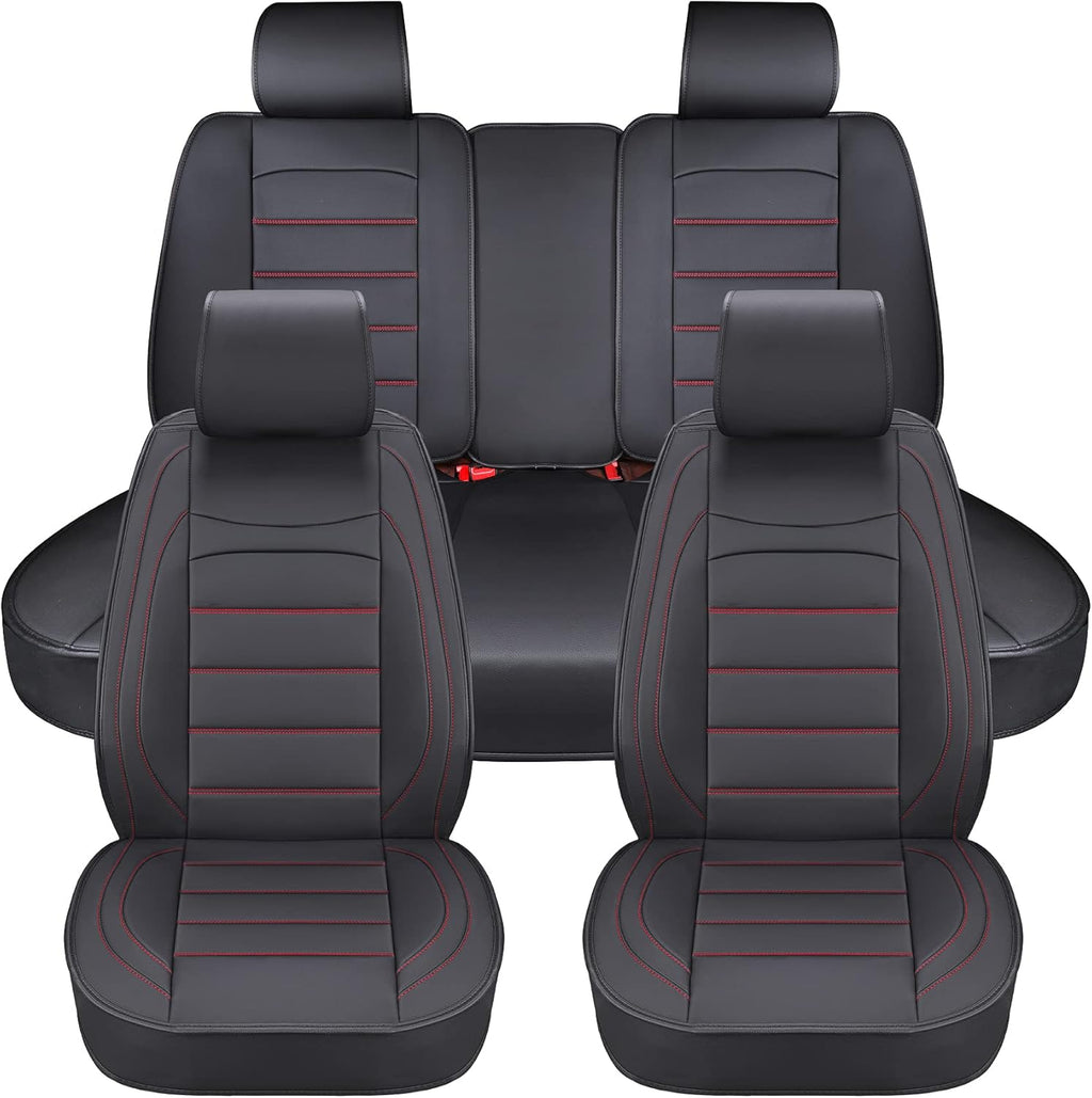 Black 2Pcs Waterproof Leatherette Car Seat Covers Y95814