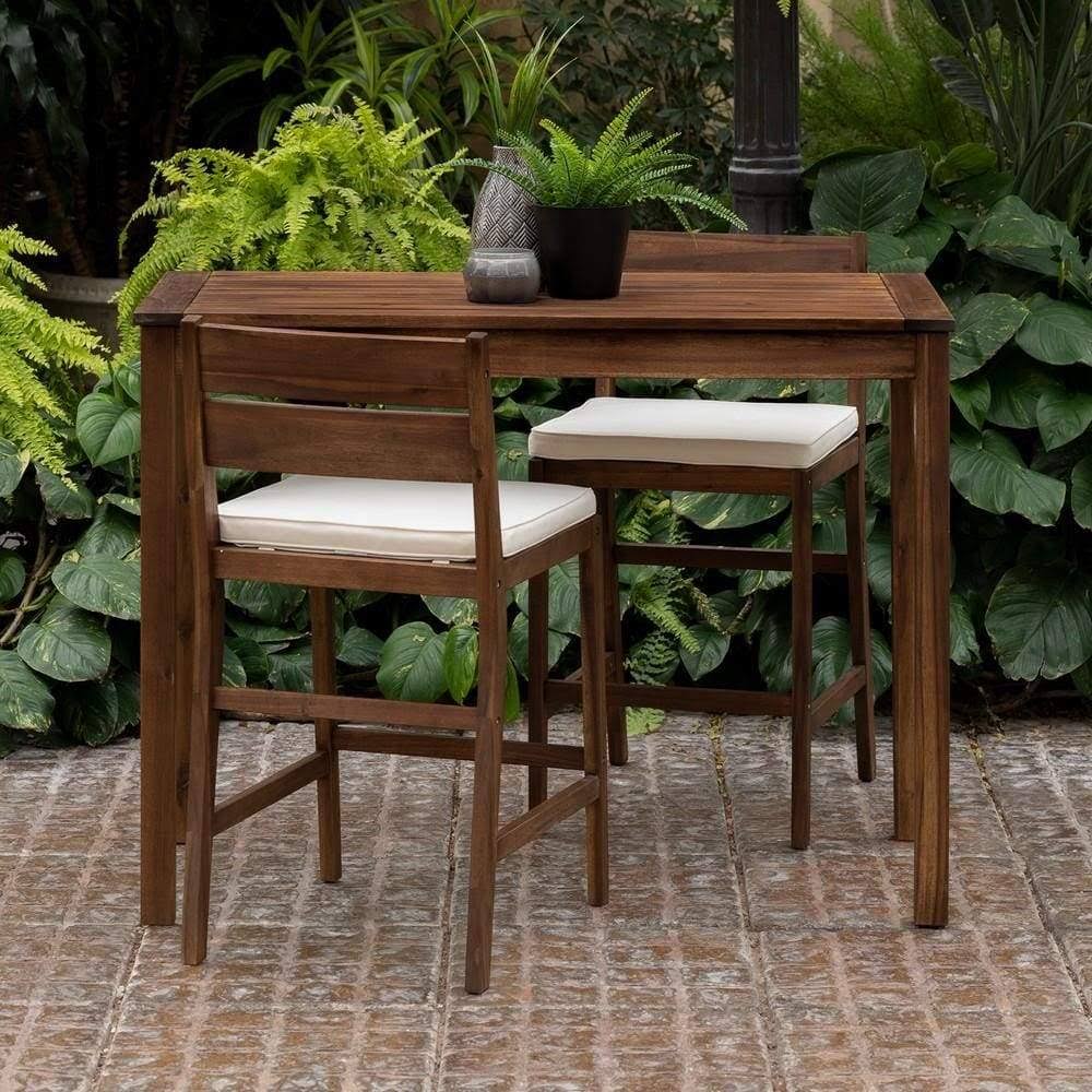 3-Piece Acacia Counter Height Dining Group Dark Brown N2907