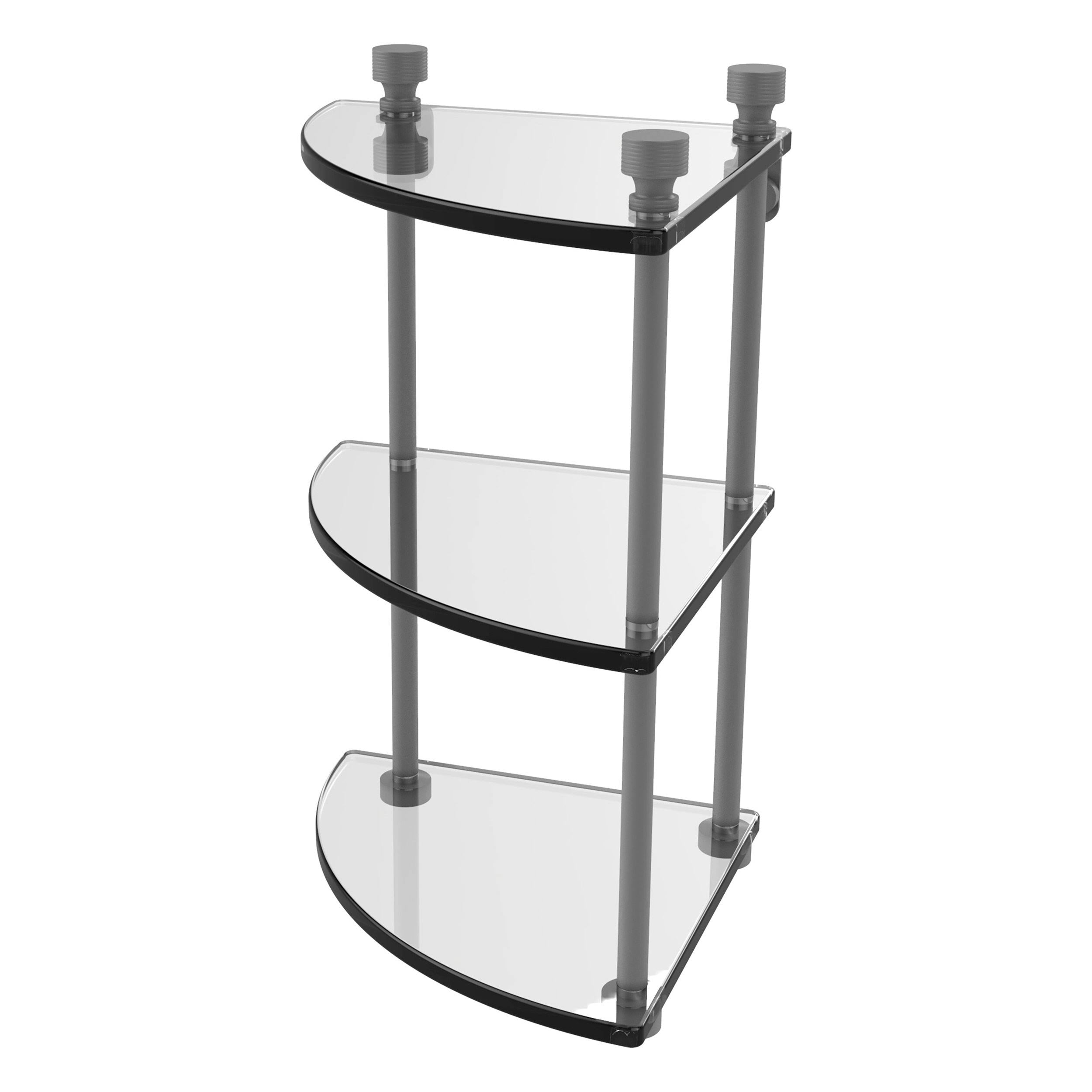 Three Tier Corner Glass Shelf Matte Gray Z5193
