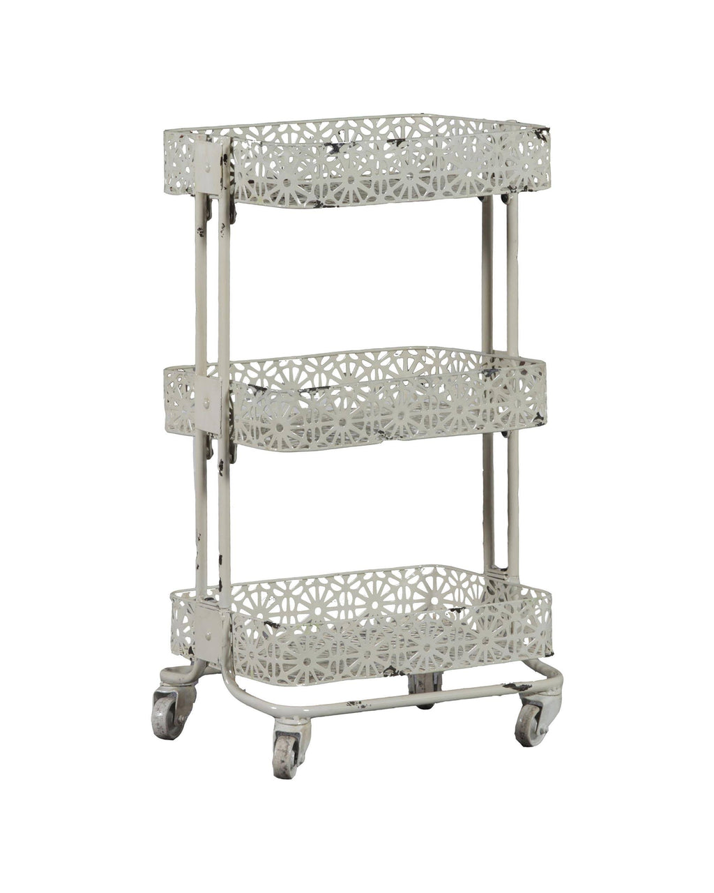 Cream Metal Three Tier Cart K86965