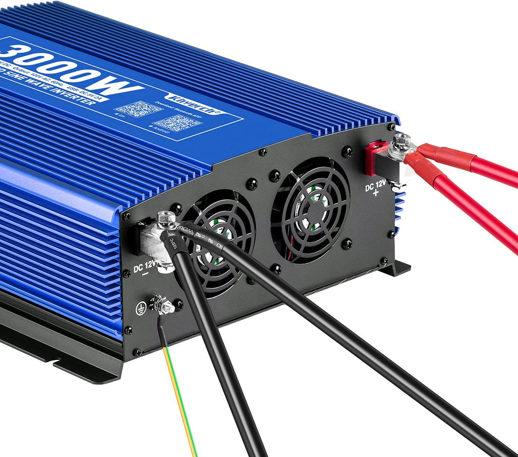 3000W Power Inverter DC12V to 110V AC Car Inverter with 4AC Outlets 2USB Port E6688