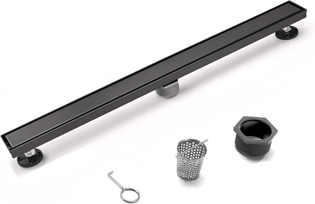 Matte Black Stainless Steel Rectangle Shower Drain, Pack of 2 M2178