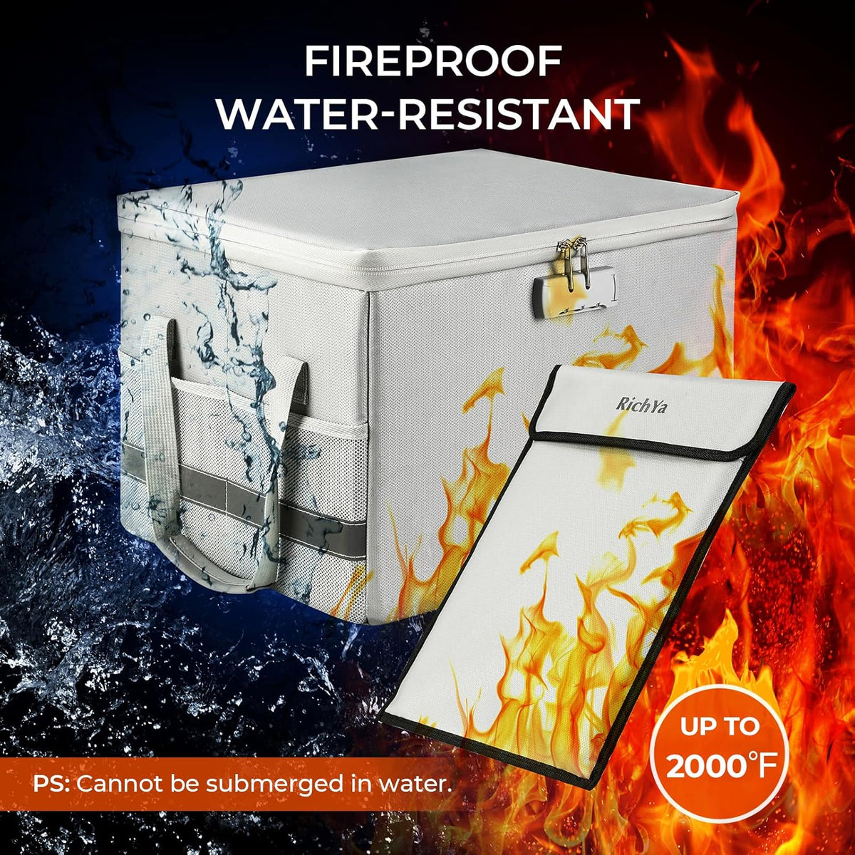 Fireproof Document Storage Box with Lock K143056