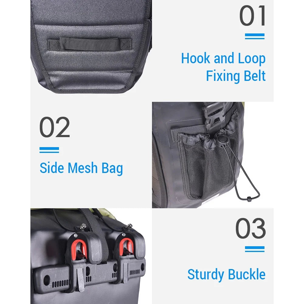 Waterproof Bike Pannier Bag 25L Rear Rack Saddle Bag X93475