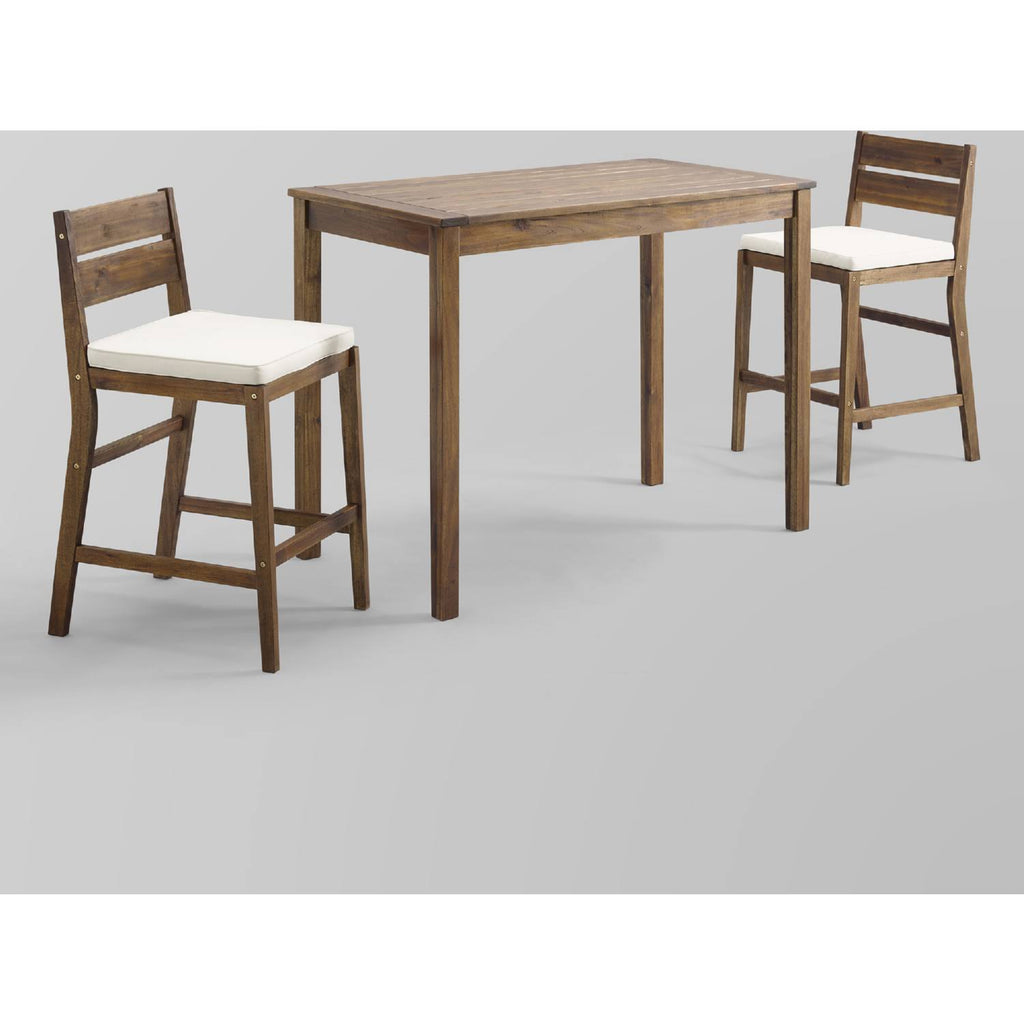 3-Piece Acacia Counter Height Dining Group Dark Brown N2907
