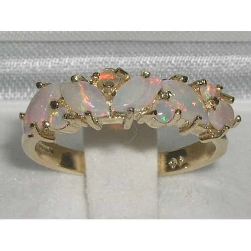 14k Yellow Gold Natural Opal Eternity Ring J83412