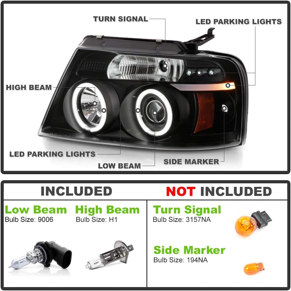 Black Housing Projector Headlights W93471