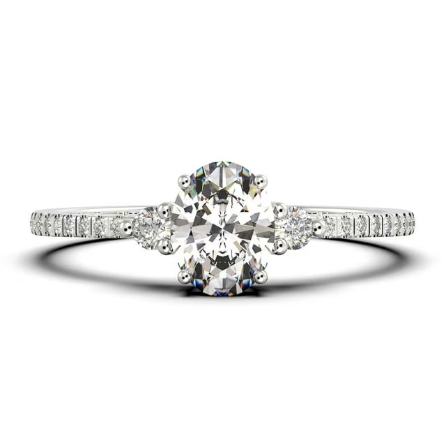 14K White Gold 3 Stone Diamond Ring X29012