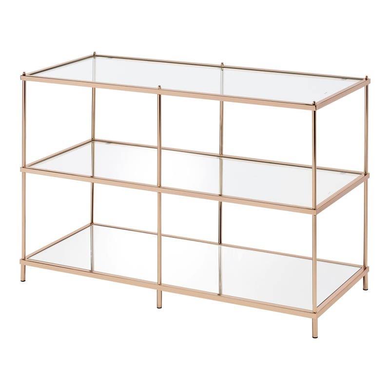 Metal and Clear Glass Top Console Table in Champagne J429158