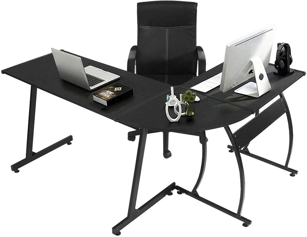 L Shaped Desk and File Cabinet with Open Storage Shelf B6004