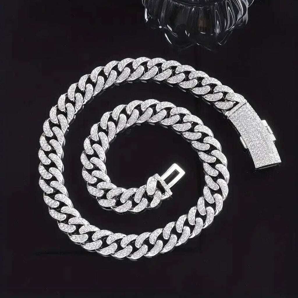 Silver Plated 18" Cuban Choker Chain Necklace O667039