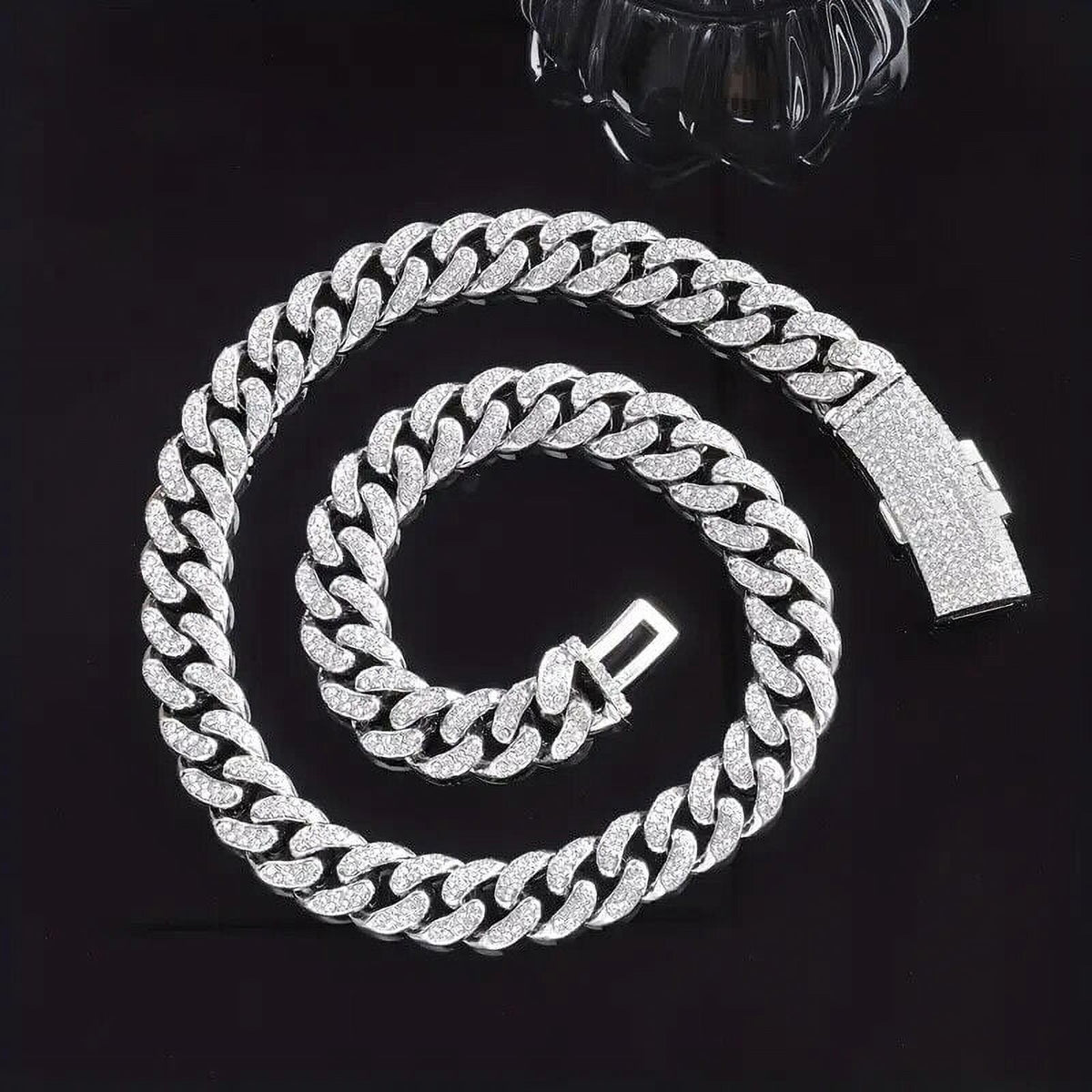 Silver Plated 18" Cuban Choker Chain Necklace O667039